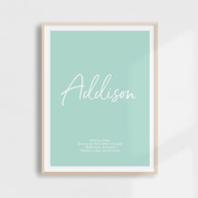 Script Birth Print | Blues & Greens