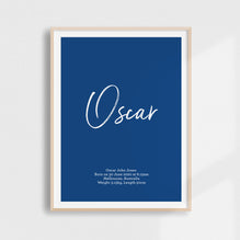 Script Birth Print | Blues & Greens