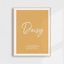 Script Birth Print | Browns & Neutrals