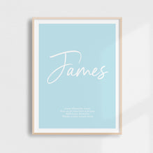 Script Birth Print | Blues & Greens