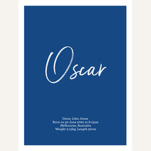 Script Birth Print | Blues & Greens