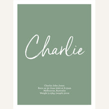 Script Birth Print | Blues & Greens