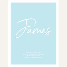 Script Birth Print | Blues & Greens