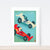 Racer Car Kids art print poster Printspace Nicholas Girling wall art Melbourne Australia illustration graphic colour modern kids room decor cars racing blue  red iconic graphic art flames fast numbers race speed