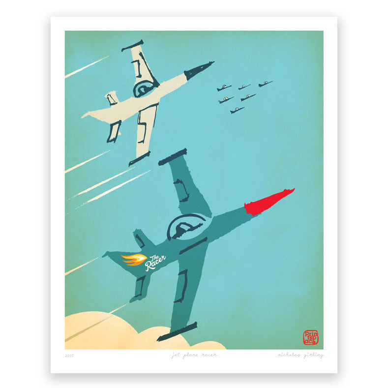 Racer Jet Plane Art Print Printspace Illustration Contemporary